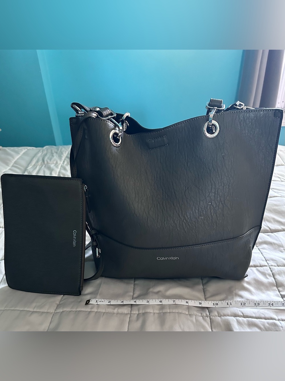 Calvin Klein Black Tote Bag with Matching Wristlet